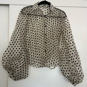 Polka dot Organza puff sleeve top
